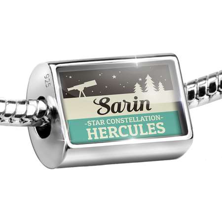 Sterling Silver Bead Star Constellation Name Hercules - Sarin Charm Fits All European Bracelets thumb