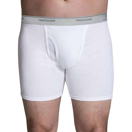 NEW Fruit of the Loom Men's 4pk Classic White Boxer Briefs thumb