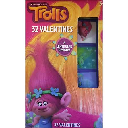 Trolls Classroom Exchange Valentine's ~ 32 count ~ Lenticular Stickers By Paper Magic Group thumb