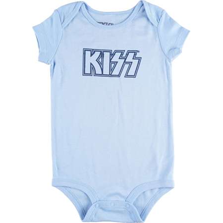 KISS Outline Logo One Piece Sleep American Hard Rock Light Blue Music Baby Tee thumb