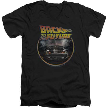 Back To The Future Sci-Fi Movie Delorean Back Adult V-Neck T-Shirt Tee thumb