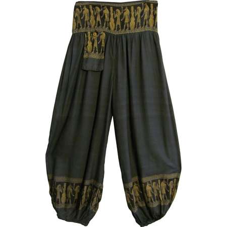 Unisex Men's Women's Hippie Aladdin Ethnic Egyptian Hieroglyphics Print Harem Pants - Gray thumb