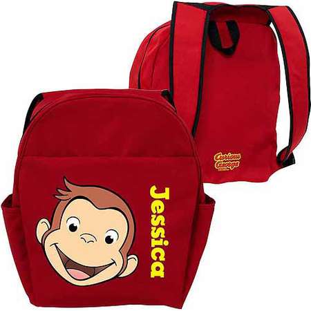 Personalized Curious George Funny Face Red Toddler Backpack thumb