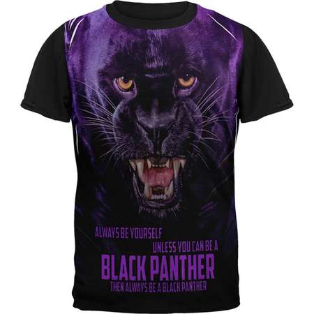 Always Be Yourself Unless Black Panther All Over Mens Black Back T Shirt thumb