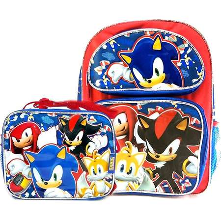 Sonic the Hedgehog 16" School Backpack & Insulated Lunch Bag Set (Ver. 2), 16 Backpack : 2 Mesh Side Pockets and 2 Zippered Front Pocket By KBNL thumb