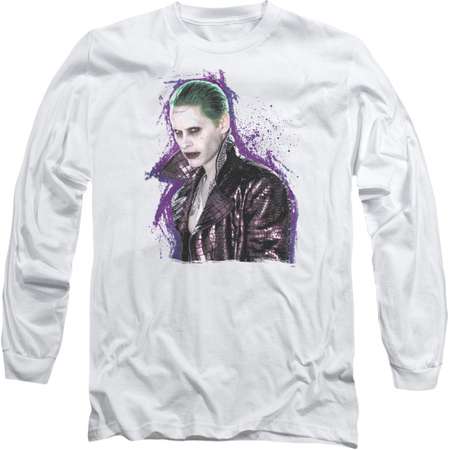 Suicide Squad Joker Damaged Side Profile Stare Adult Long Sleeve T-Shirt Tee thumb