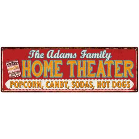 The ADAMS Family Home Theater Sign Gift 6x18 Metal Movies Decor 206180100039 thumb