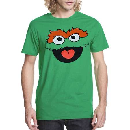 Sesame Street Oscar The Grouch Face Adult T-Shirt thumb