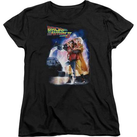 Trevco BACK TO THE FUTURE II POSTER Black Adult Female T-Shirt thumb