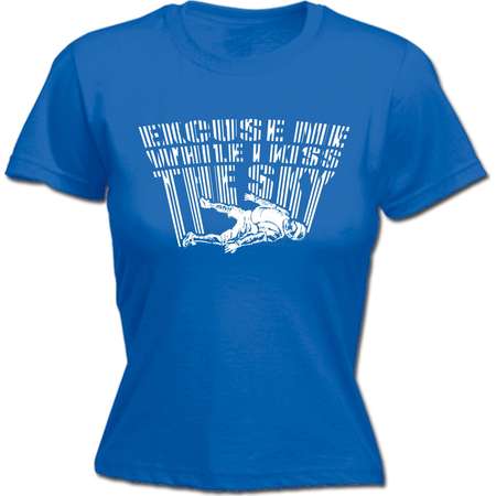 123t Women's Excuse Me While I Kiss The Sky Funny Joke Skydiving Sport FITTED T-SHIRT thumb