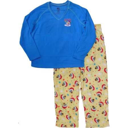 Womens Blue Sponge Bob Squarepants Santa Hat Pajamas Christmas Sleep Set thumb