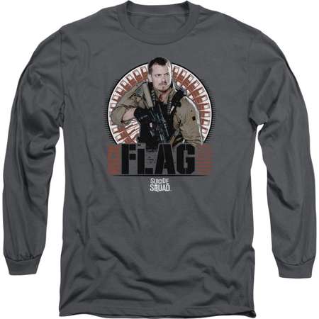 Suicide Squad Rick Flag Ready Position Side Profile Adult Long Sleeve Tee thumb