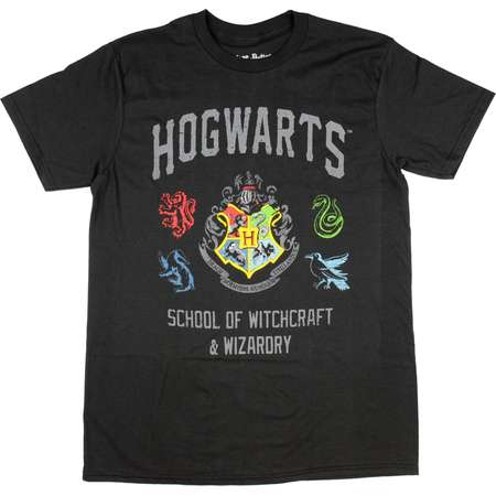 Harry Potter Hogwarts Crest Mens Black T-shirt thumb