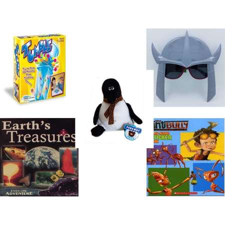 Children's Gift Bundle [5 Piece] -  Tumble By Pressman s  - November 2015 Loot Crate TMNT Shredder Shades  - Parkway s Penguin  9" - Earth's Treasures Eyes On Adventure  - Play-Along Sticker Book An thumb