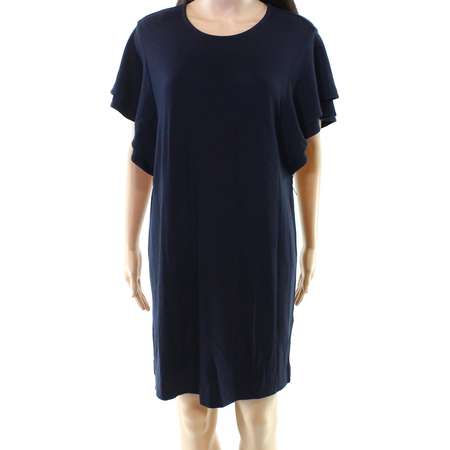 Felicity & Coco NEW Blue Womens Size Medium M Ruffle Sleeve Shift Dress thumb