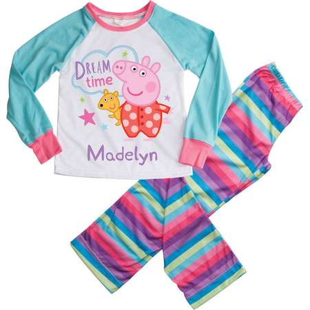 Personalized Dream Time Peppa Pig Girls Youth Pajamas - S, M, L thumb