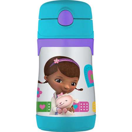 THERMOS Vacuum Insulated Stainless Steel 10 Oz Straw Bottle, Doc McStuffins thumb