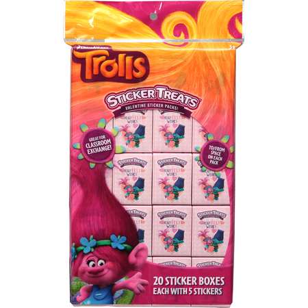 20ct Trolls Valentine Sticker Treat Boxes thumb