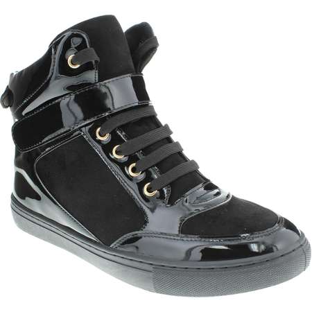 Moca Sneaker-02 Women's Casual Faux Leather High Top Sneaker, Black 7.5 F US thumb
