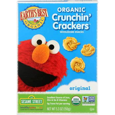 Earth's Best Organic Toddler Original Sesame Street Crunchin' Crackers, 5.3 oz thumb