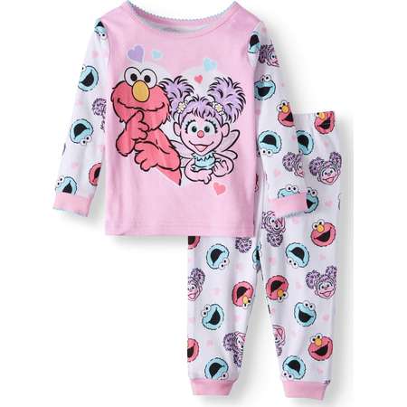 Sesame Street Baby Girls' Cotton Tight Fit Pajamas, 2-Piece Set thumb