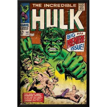 Marvel Comics Retro: The Incredible Hulk Comic Book Cov... Lamina Framed thumb