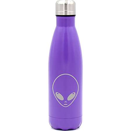 17 oz. Double Wall Vacuum Insulated Stainless Steel Water Bottle Travel Mug Cup Alien Head (Purple) thumb