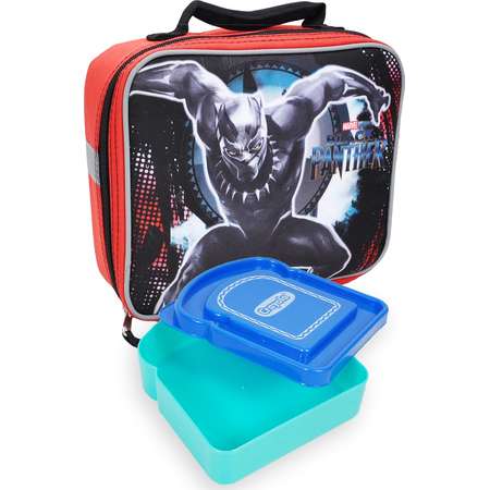 Boys Marvel Black Panther Insulated Lunch Bag & Sandwich Box 2Pcs thumb