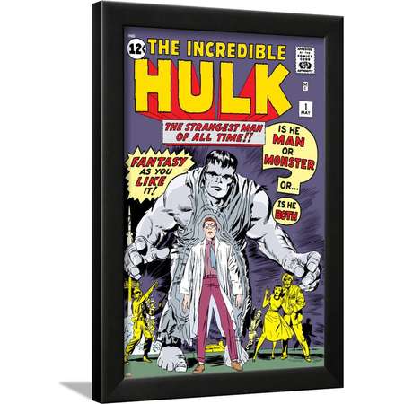 Marvel Comics Retro: The Incredible Hulk Comic Book Cover No.1, with Bruce Banner Framed Print Wall Art thumb