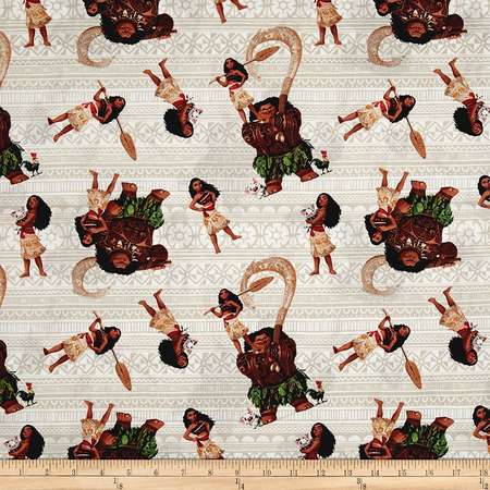 Disney Moana and Friends Gray Fabric By The Yard, Quilting Cotton By EE Schenck thumb