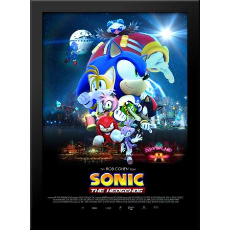 Sonic The Hedgehog 28x38 Large Black Wood Framed Print Movie Poster Art thumb
