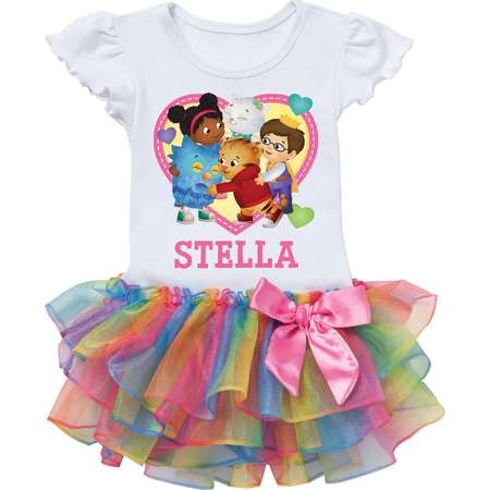 Personalized Daniel Tiger and Friends Toddler Heart Rainbow Tutu Tee thumb