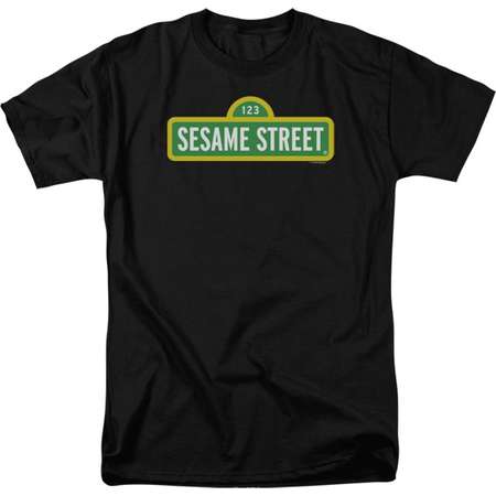 Sesame Street Classic Children's TV Show Original Logo Black Adult T-Shirt Tee thumb