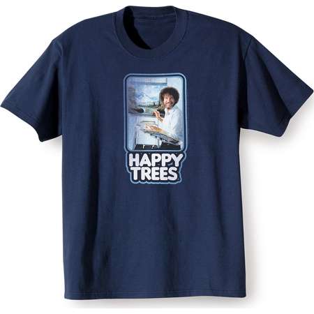 Bob Ross Happy Trees Unisex T-Shirt Top - Blue Short Sleeve Cotton Tee thumb