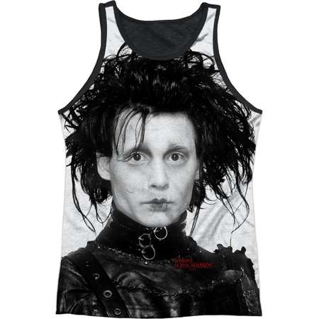 Edward Scissorhands Romantic Edward Portrait Adult Black Back Tank Top Shirt thumb