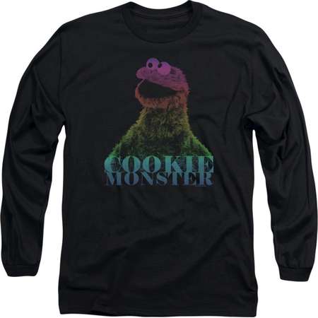 Sesame Street Kid's TV Show Cookie Monster Halftone Adult Long Sleeve T-Shirt thumb
