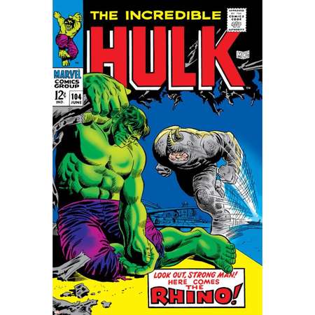Marvel Comics Retro: The Incredible Hulk Comic Book Cover No.104, with the Rhino Poster Wall Art thumb