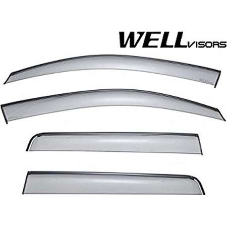WellVisors Side Window Wind Deflector Visors - Mitsubishi Outlander 14-up 2014 2015 2016 with Black Trim thumb