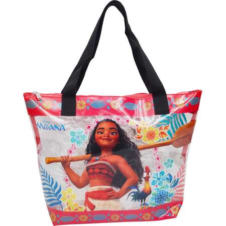 Girls Disney Moana Large PVC Zip Tote Beach Bag Clear thumb