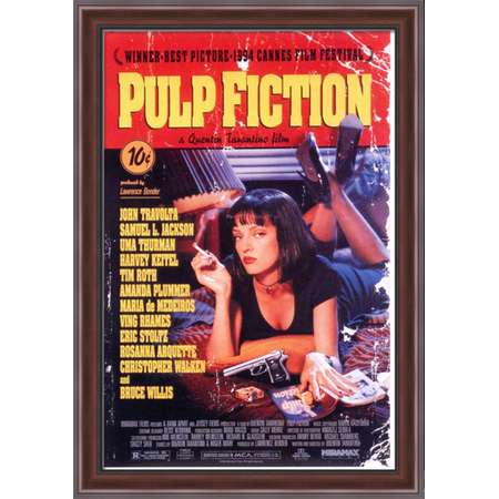 Pulp Fiction 28x40 Large Walnut Ornate Wood Framed Canvas Movie Poster Art thumb