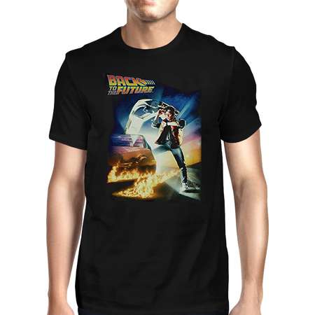 Back To The Future Marty McFly DeLorean Time Travel Men's T-Shirt - Black thumb