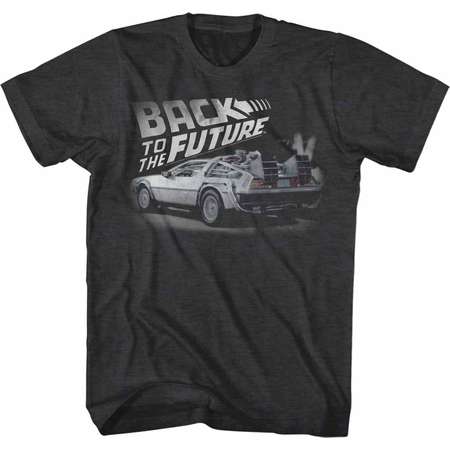 Back To The Future Movie Faded Bttf Black Heather Adult T-Shirt Tee thumb