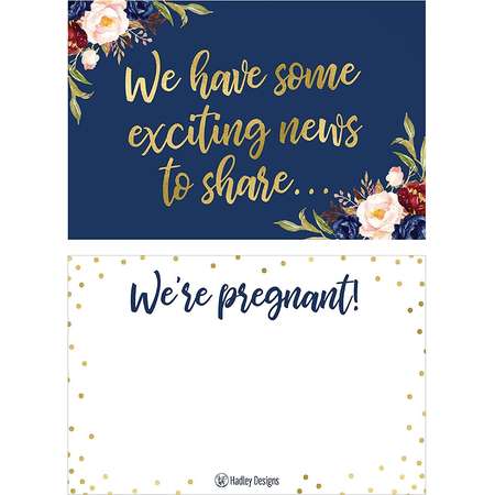 25 Navy Pregnancy Announcement Card Set Were Expecting Baby Surprise Having Birth Reveal Only Best Friends Get Promoted To Auntie Aunt Uncle Grandpa Grandma Grandparent Sister Brother Family Dad Mom thumb