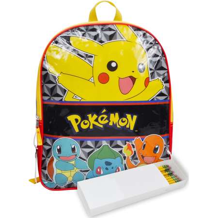Boys Pokemon Starters Backpack 15" and Pencil Case 2Pc Set Pikachu Squirtle thumb