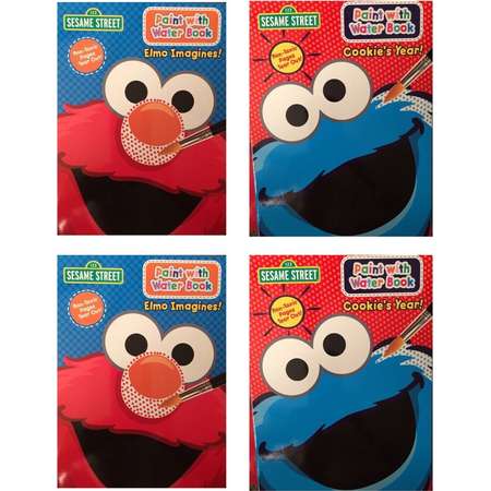 Set of 4 Sesame Street Paint with Water Coloring Book Featuring Elmo and Cookie Monster thumb