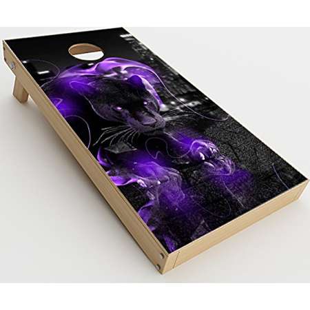 Skin Decals Vinyl Wrap for Cornhole Game Board Bag Toss (2xpcs.) / Black Panther purple smoke thumb