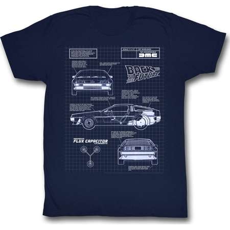 BACK TO THE FUTURE BLUEPRINT T-Shirt Adult Unisex Navy by American Classics thumb