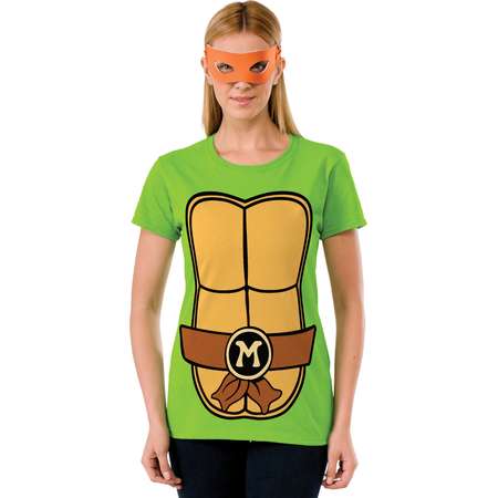 Women's Teenage Mutant Ninja Turtles Michaelangelo T-Shirt Mask Set thumb