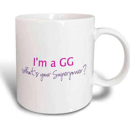 3dRose Im a GG - Whats your Superpower - hot pink - funny gift for grandma, Ceramic Mug, 11-ounce thumb