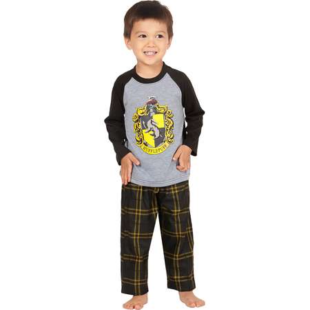 Harry Potter Pajamas Little And Big Boys' Raglan Shirt And Plaid Pants Set -Gryffindor, Ravenclaw, Slytherin, Hufflepuff thumb